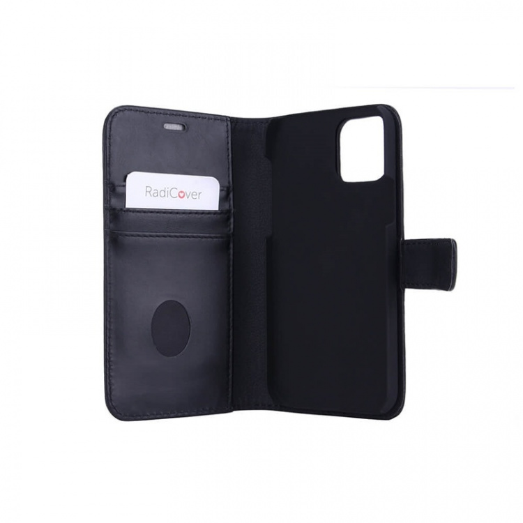 RADICOVER Radiation protected Mobilewallet Leather iPhone 12/12 Pro 2in1 Magnet Black 3-Led RFID RADICOVER Radiation protected Mobilewallet Leather iPhone 12/12 Pro 2in1 Magnet Black 3-Led RFID