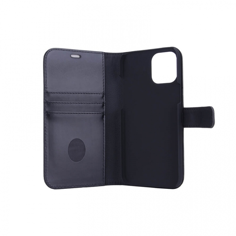 RADICOVER Radiation protected Mobilewallet Leather iPhone 12 Pro Max 2in1 Magnet Black 3-Led RFID