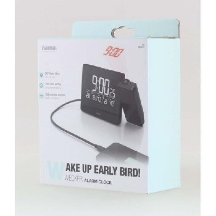 HAMA Alarm Clock Projection Plus Charge Black