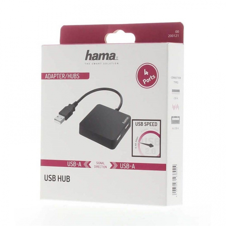 HAMA Hub USB-A 2.0 4x Ports 480 Mbit/s HAMA Hub USB-A 2.0 4x Ports 480 Mbit/s