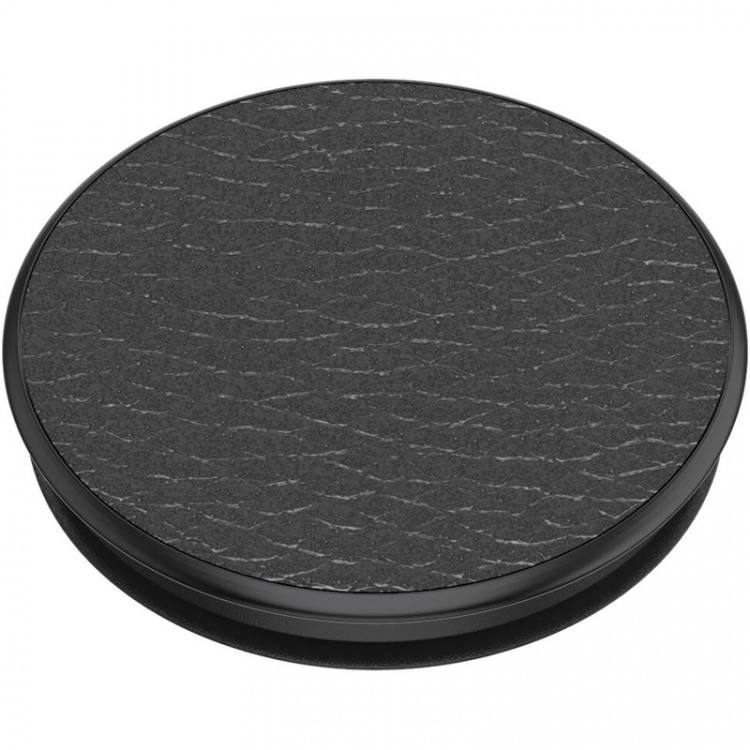 POPSOCKETS Pebbled Vegan Leather Black Removable Grip with Standfunction Premium 