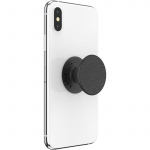 POPSOCKETS Pebbled Vegan Leather Black Removable Grip with Standfunction Premium 