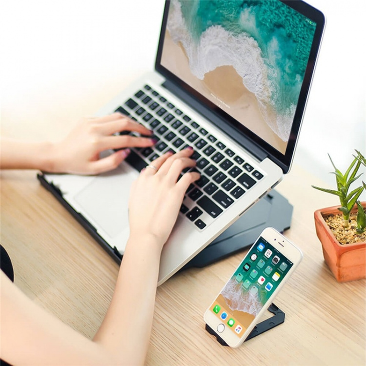 DESIRE2 2in1 Portable Laptopstand Black 360 Rotating inkl Mobilestand DESIRE2 2in1 Portable Laptopstand Black 360 Rotating inkl Mobilestand
