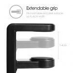 Desire2 Hoofdtelefoon-/ headsethouder zwart gemonteerd op bureauschijf