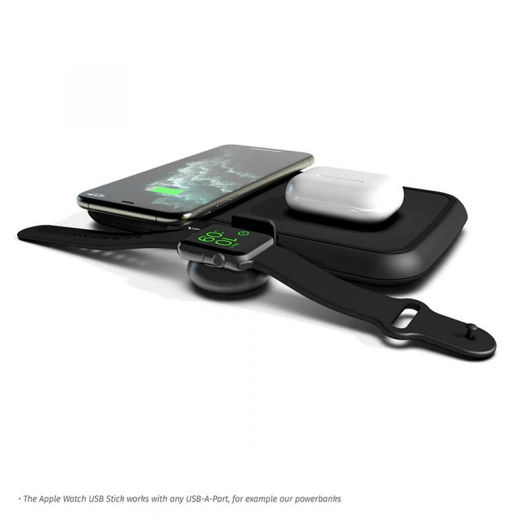 ZENS Apple Watch Charger QI USB-Stick Aluminium Svart