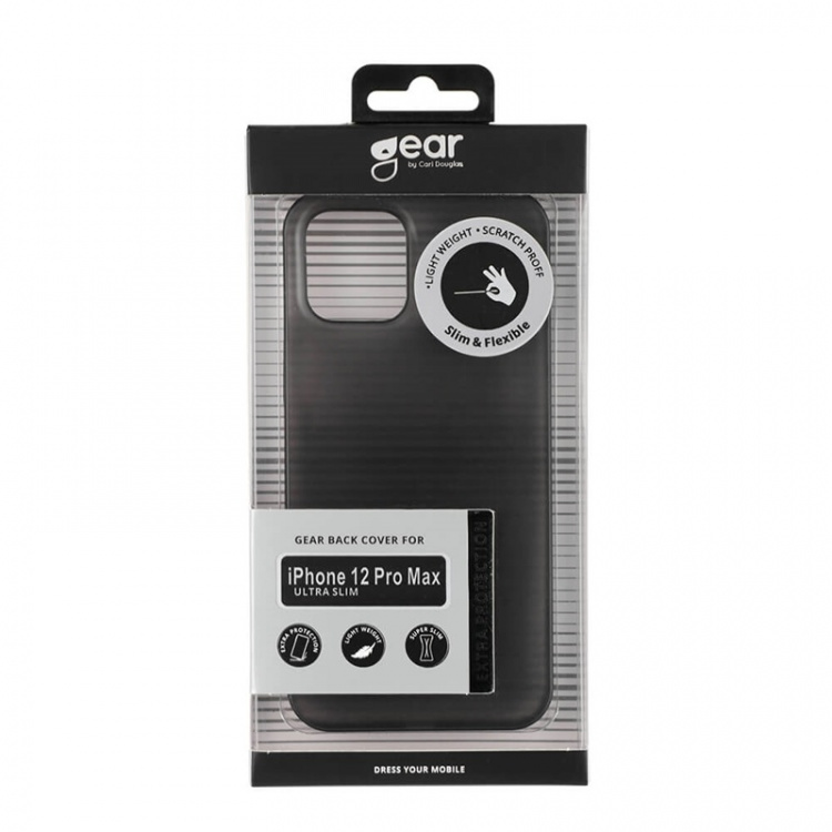 GEAR Mobile Cover Ultraslim Black Semitransparent iPhone 12 Pro Max