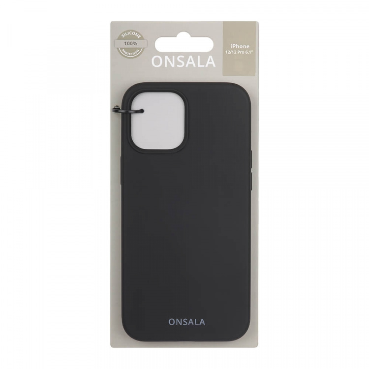 ONSALA Mobile Cover Silicone Black iPhone 12 / 12 Pro