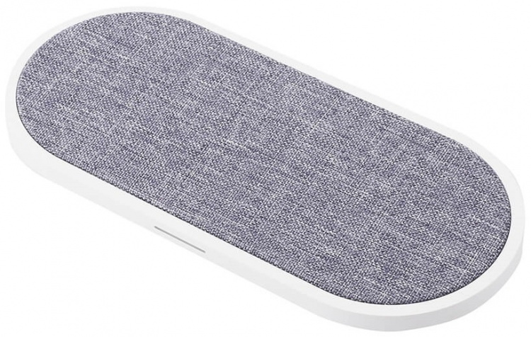 GEAR Wireless Dual QI Charger USB-C Port 2x10W White with Grey Textile