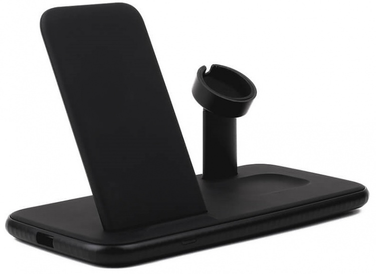 GEAR Wireless Tripple QI Charger USB-C Port 20W tot. Black Mobile/Watch/Airpods GEAR Wireless Tripple QI Charger USB-C Port 20W tot. Black Mobile/Watch/Airpods