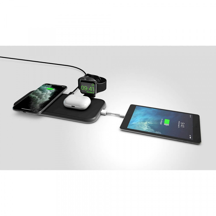 ZENS 4in1 Dual Alu. Charger QI 220V-Sladd 2x10W + 45W PD + Apple Watch Puck MFI ZENS 4in1 Dual Alu. Charger QI 220V-Sladd 2x10W + 45W PD + Apple Watch Puck MFI