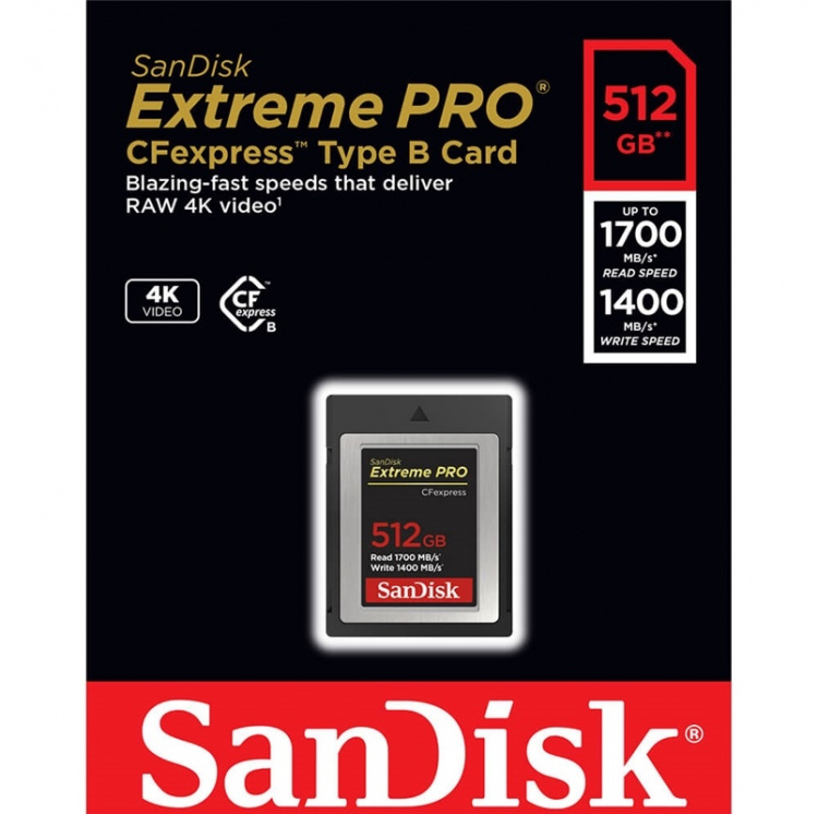 SANDISK Cfexpress Extreme PRO 512GB 1700MB/s 1400MB/s SANDISK Cfexpress Extreme PRO 512GB 1700MB/s 1400MB/s