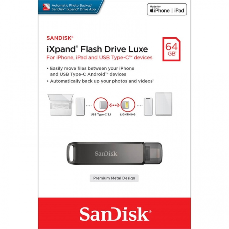 SANDISK USB-C/Lightning iXpand Luxe 64GB