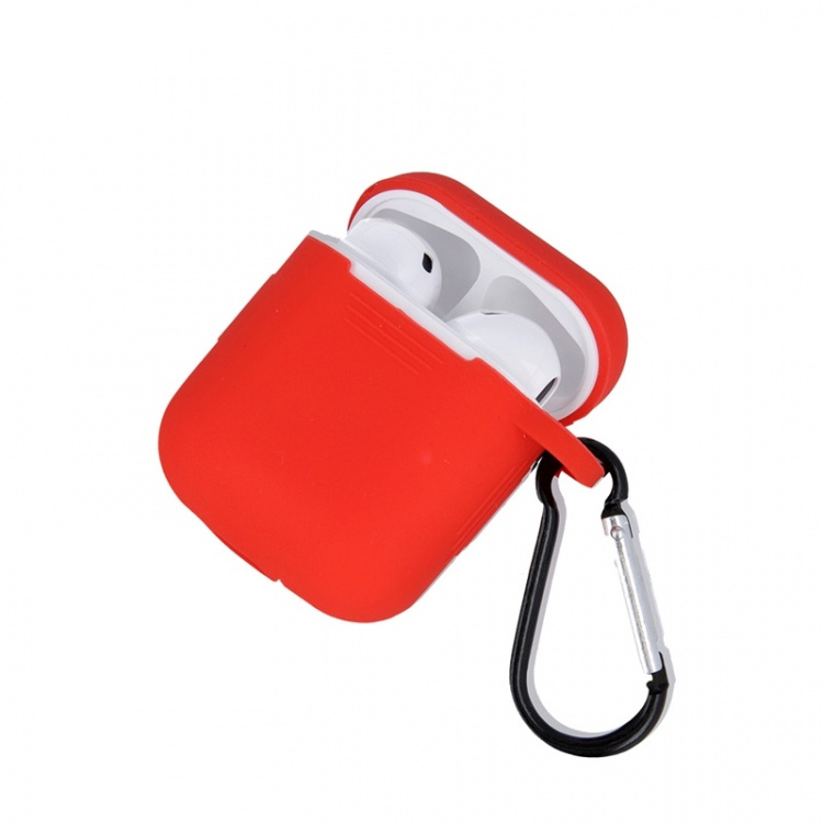 Airpods Beschermhoes met haak, Rood