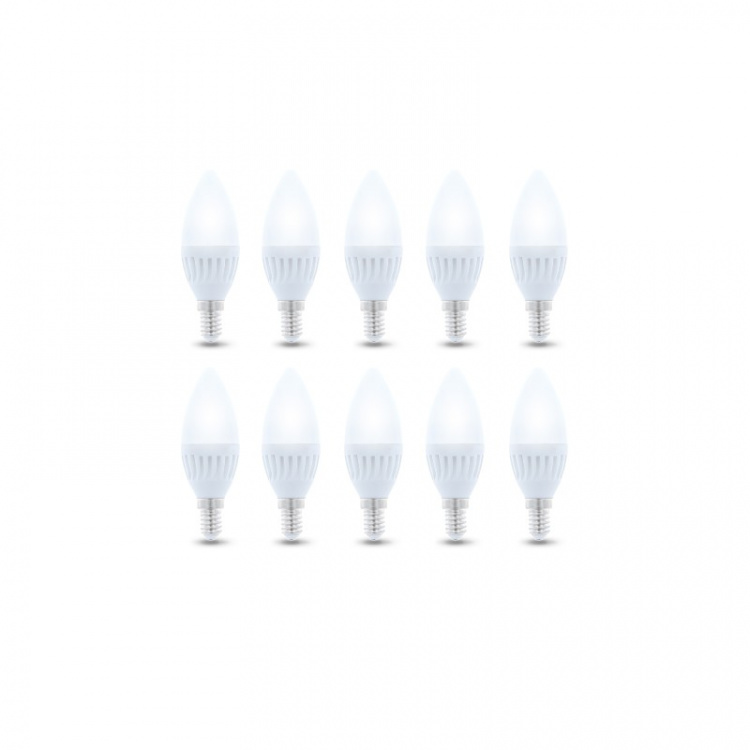 LED Lamp E14, C37, 10W, 230V, 3000K, Keramisch 10-pack, Warm wit