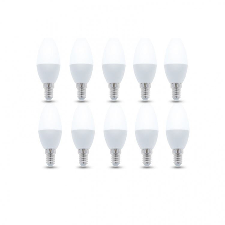 LED Lamp E14, C37, 6W, 230V, 4500K 10-pack, Wit neutraal