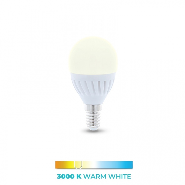 LED Lamp E14, G45, 10W, 230V, 3000K, Keramisch, Warm Wit