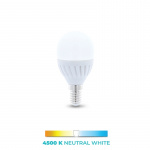LED-lamp E14, G45, 10W, 230V, 4500K, Keramisch, Neutraal Wit
