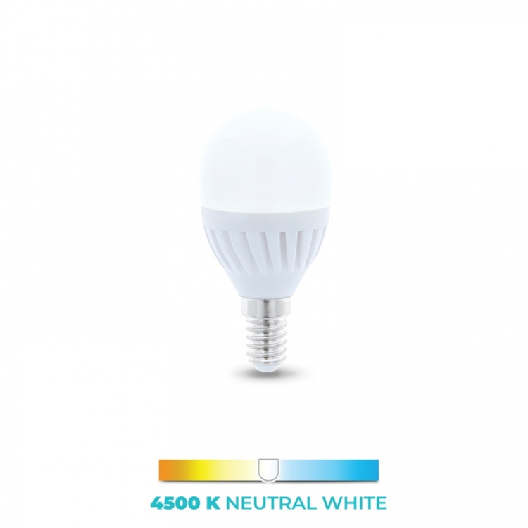 LED-lamp E14, G45, 10W, 230V, 4500K, Keramisch, Neutraal Wit
