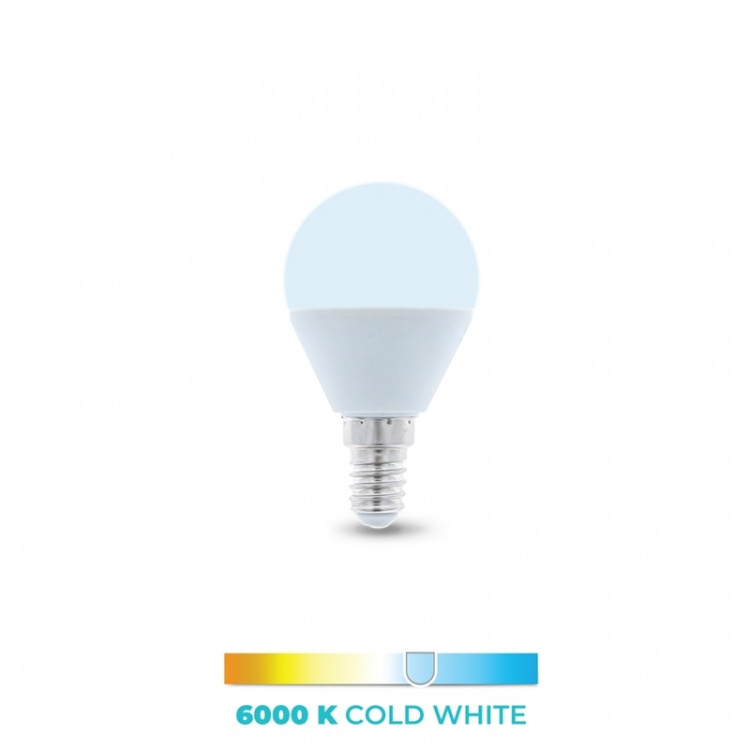 LED-lamp E14, G45, 6W, 6000K, Koudwit