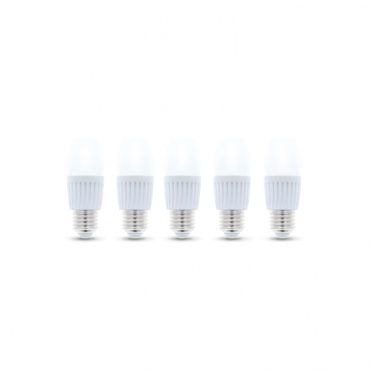 LED Lamp E27, C37, 10W, 230V, 6000K, Keramisch 5-pack, Koel Wit LED Lamp E27, C37, 10W, 230V, 6000K, Keramisch 5-pack, Koel Wit