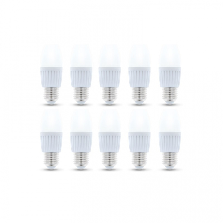 LED Lamp E27, C37, 10W, 230V, 6000K, Keramisch 10-pack, Koel Wit LED Lamp E27, C37, 10W, 230V, 6000K, Keramisch 10-pack, Koel Wit