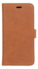 Essentials iPhone XR, Läder wallet avtagbar, ljus brun