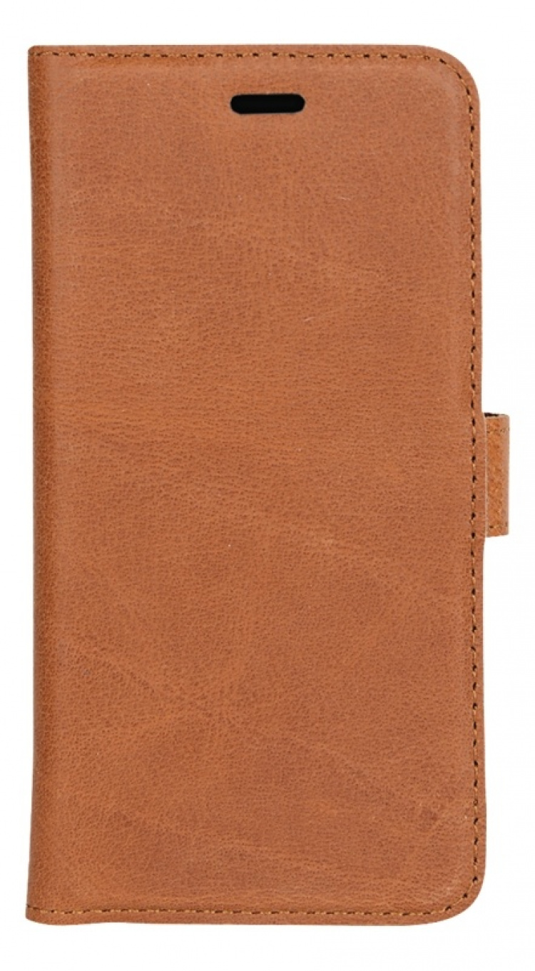 Essentials iPhone XR, Läder wallet avtagbar, ljus brun