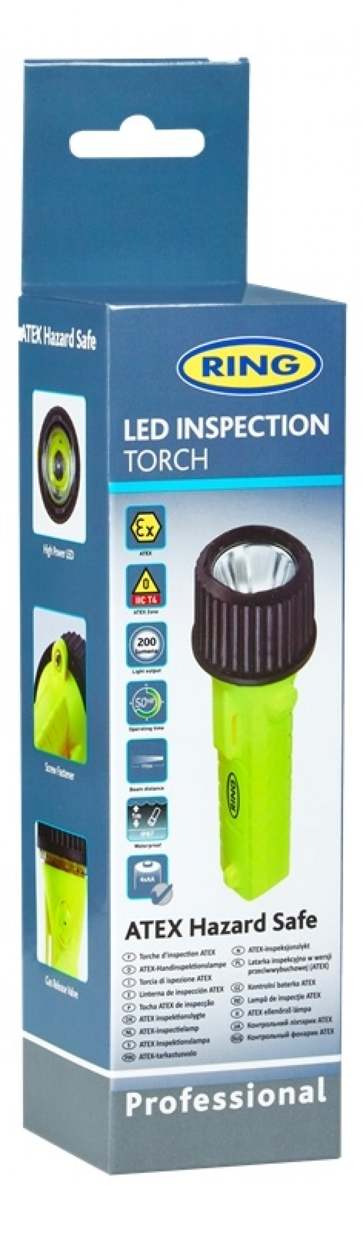 Ring Automotive ATEX 200 lm torch, hazard safe with 4 x AA