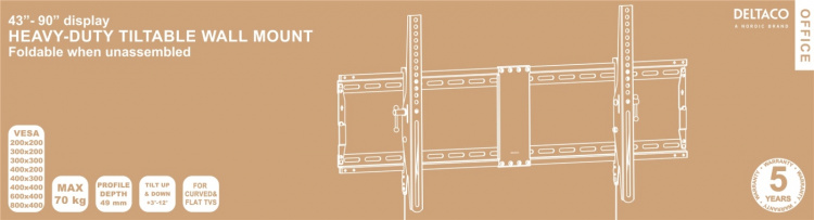 DELTACO Office, heavy-duty tilt foldable, 43 DELTACO Office, heavy-duty tilt foldable, 43