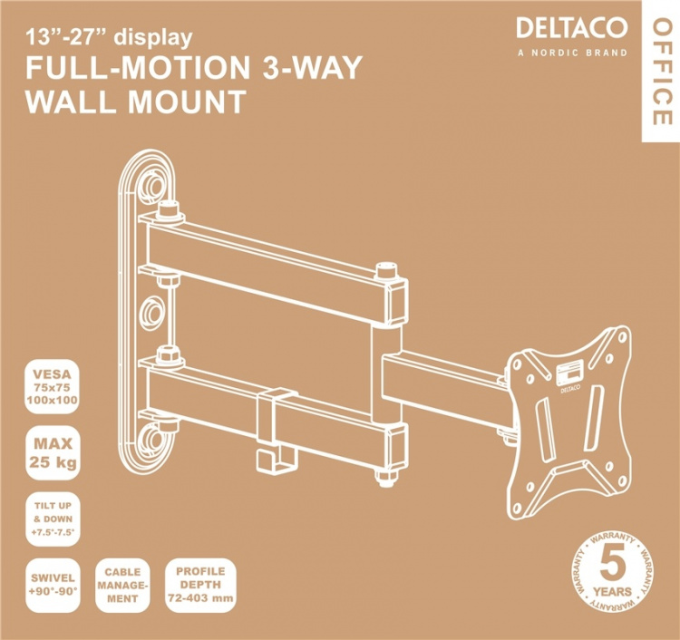 DELTACO Office, full-motion 3-way wall, 13