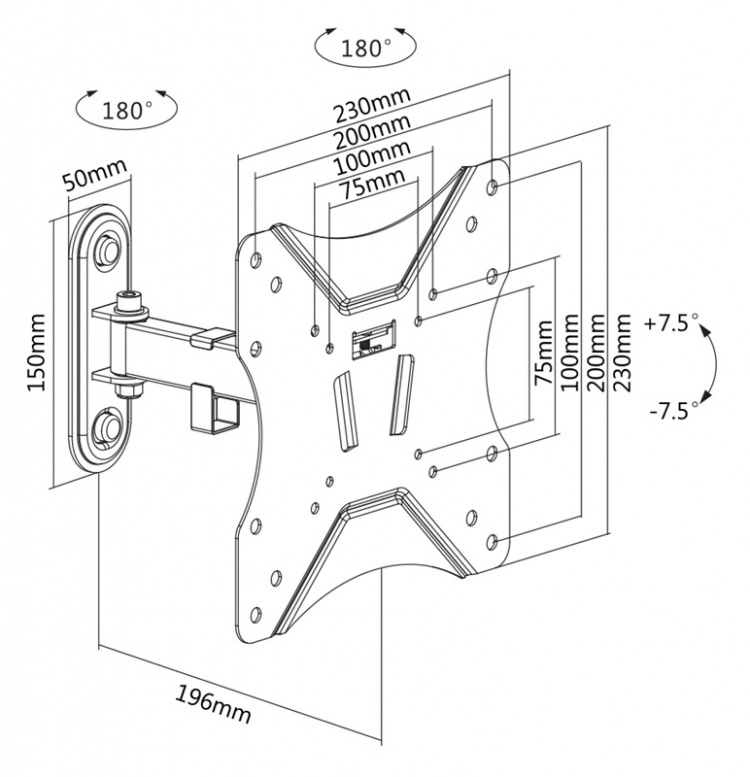 DELTACO Office, full-motion 2-way wall, 23