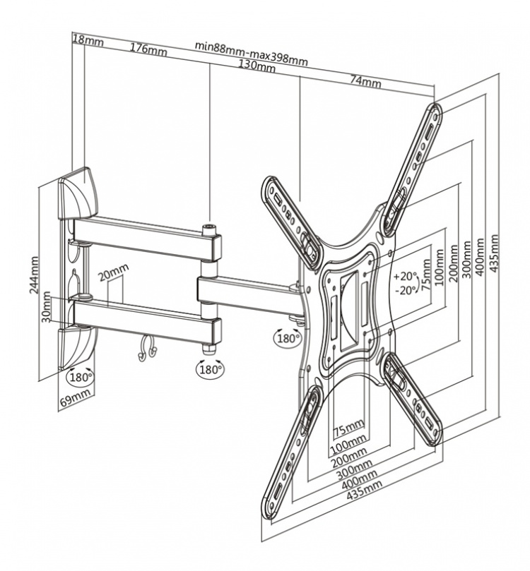DELTACO Office, full-motion 3-way wall, 23 DELTACO Office, full-motion 3-way wall, 23