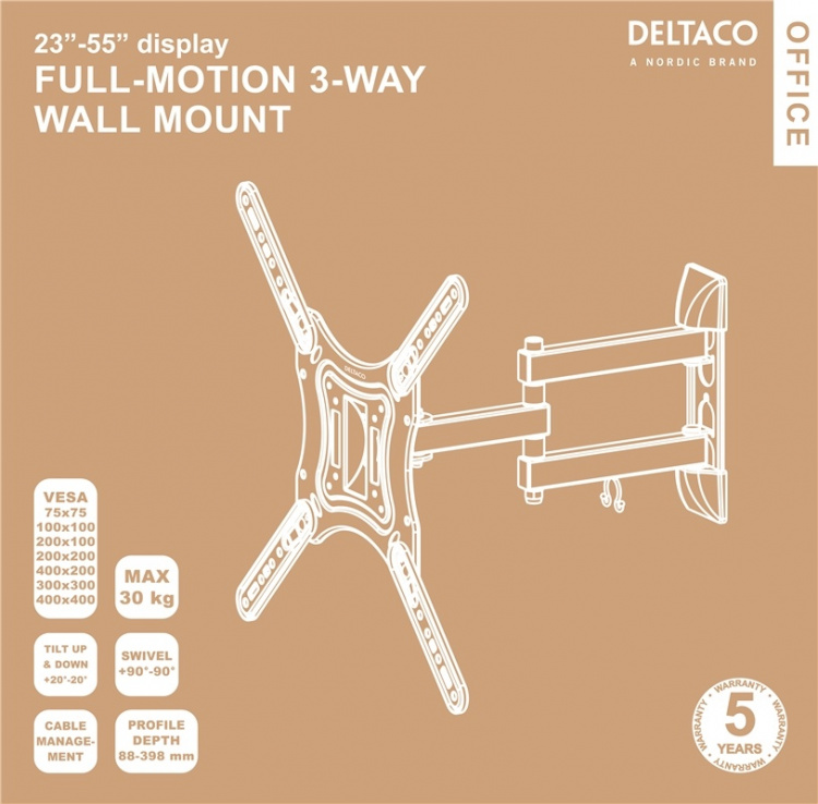DELTACO Office, full-motion 3-way wall, 23 DELTACO Office, full-motion 3-way wall, 23