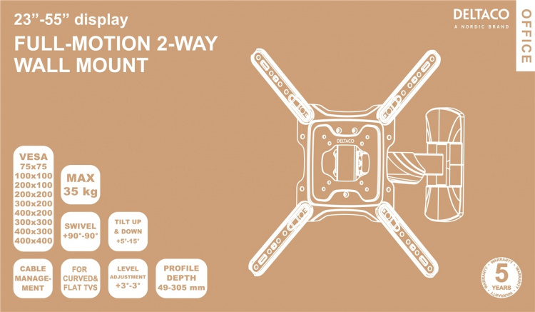 DELTACO Office, full-motion 2-way wall, 23 DELTACO Office, full-motion 2-way wall, 23