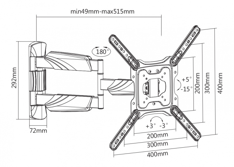 DELTACO Office, full-motion 3-way wall, 23