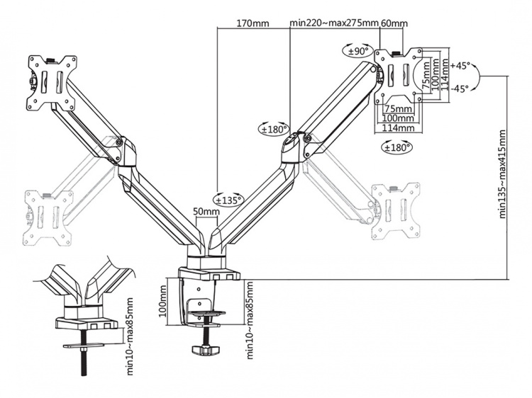DELTACO Kantoor, Dubbel bureau, gasveer,17