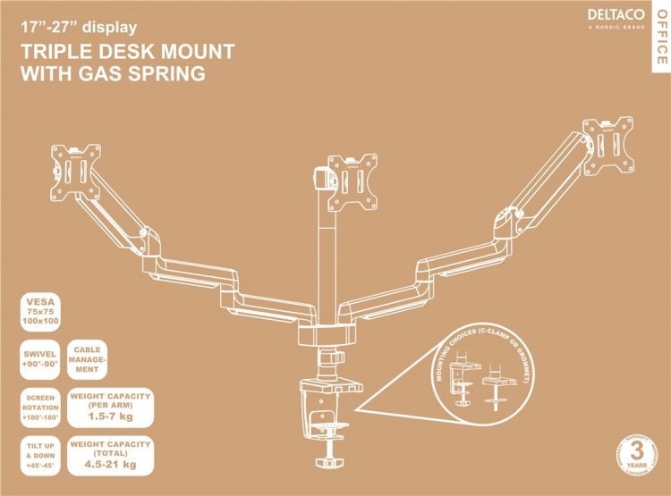 DELTACO Office, gas spring arm desk, 17
