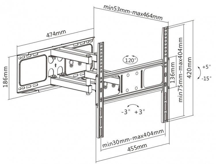 DELTACO, full-motion 3-way wall, 32 DELTACO, full-motion 3-way wall, 32
