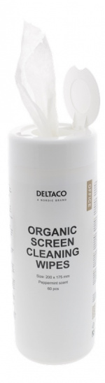 DELTACO Office Organic Cleaning Wipes, 200x175mm, 1 pack 60 napkins, p DELTACO Office Organic Cleaning Wipes, 200x175mm, 1 pack 60 napkins, p