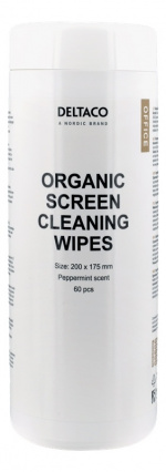 DELTACO Office Organic Cleaning Wipes, 200x175mm, 1 pack 60 napkins, p DELTACO Office Organic Cleaning Wipes, 200x175mm, 1 pack 60 napkins, p