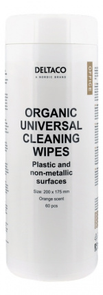 DELTACO Office Organic Universal Cleaning Wipes, 200x175mm, 1 pack 60