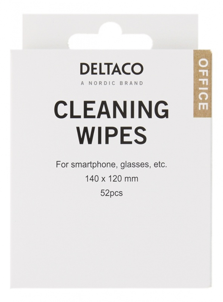 DELTACO Office cleaning wipes for smartphone, 1-pack 52pcs