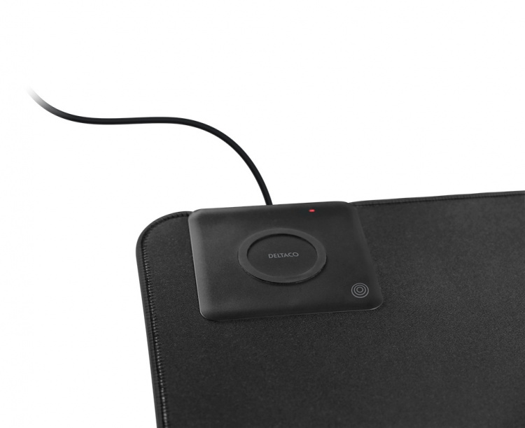 DELTACO Business extra wide mousepad with fast wireless charger, 90x40