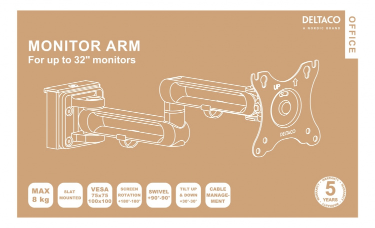 DELTACO Kantoor, Monitorarm enkele monitor DELTACO Kantoor, Monitorarm enkele monitor