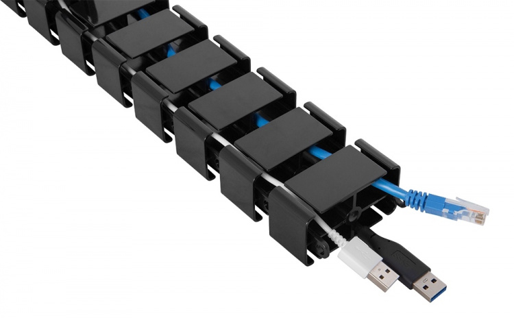 DELTACO Office, Spine Cable Organizer & Hider, White DELTACO Office, Spine Cable Organizer & Hider, White