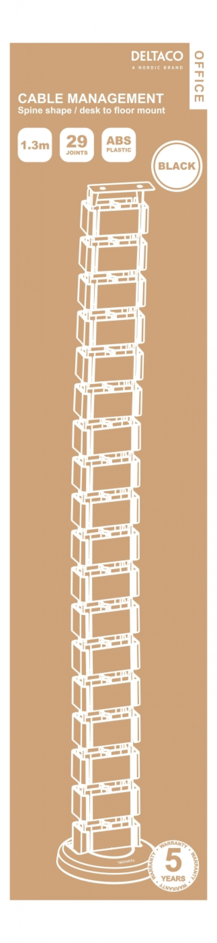 DELTACO Office, Spine Cable Organizer & Hider, White DELTACO Office, Spine Cable Organizer & Hider, White