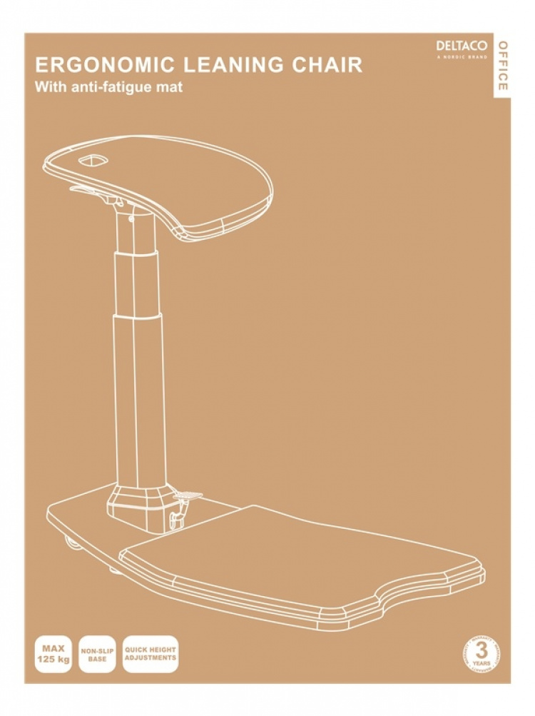 DELTACO Office, Ergonomic Leaning Chair with Anti-Fatigue Mat DELTACO Office, Ergonomic Leaning Chair with Anti-Fatigue Mat