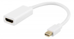 DELTACO Mini DisplayPort till HDMI adapter, 4K 60Hz, 0,2m, Vit