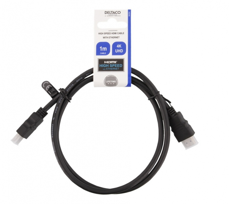 DELTACO HDMI cable FSC, HDMI High Speed w/Ethernet, CCS, 1,0m, black DELTACO HDMI cable FSC, HDMI High Speed w/Ethernet, CCS, 1,0m, black