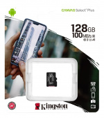 Kingston 128GB micSDXC Canvas Select Plus 100R A1 C10 1-pack w/o ADP Kingston 128GB micSDXC Canvas Select Plus 100R A1 C10 1-pack w/o ADP